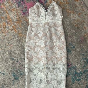 Bardot White Floral Lace Midi Dress with tiny tan stains on the inside